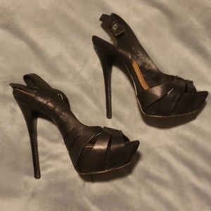L.A.M.B. Black Leather heels